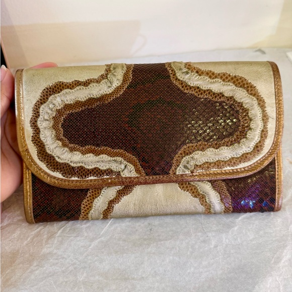 Vintage Carlos Falchi Snake Skin Envelope Shoulder Bag - Picture 2 of 15